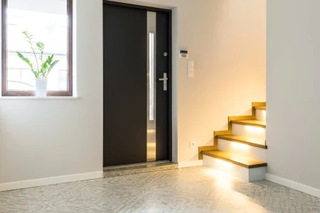 Porte d'entrée anthracite vue de l'intérieur