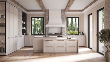 Cuisine avec porte-fenêtre PILAR coloris gris mat